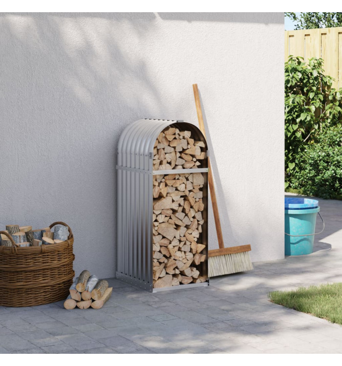 Porte-bûches argenté 40x45x100 cm acier galvanisé | Mobilier & Déco