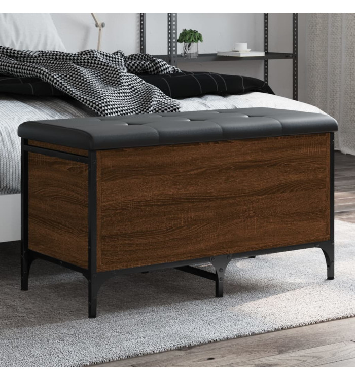 Banc de rangement chêne marron 82x42x45 cm Bois d'ingénierie | Mobilier & Déco