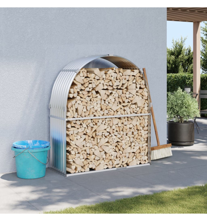 Porte-bûches argenté 120x45x140 cm acier galvanisé | Mobilier & Déco