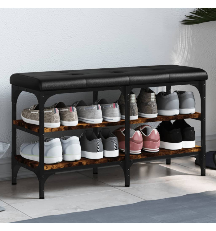 Banc à chaussures chêne fumé 82x32x47 cm Bois d'ingénierie | Mobilier & Déco