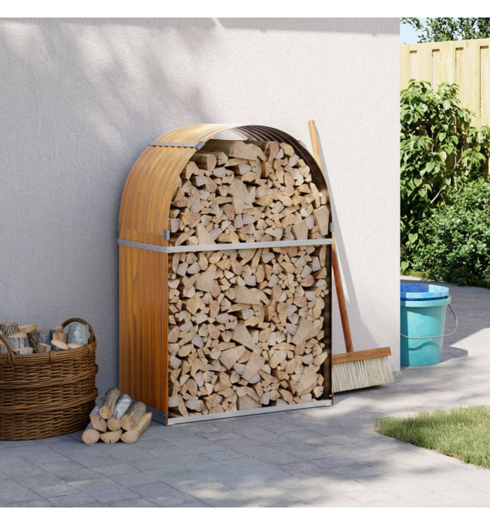Porte-bûches marron clair 80x45x120 cm acier galvanisé | Mobilier & Déco