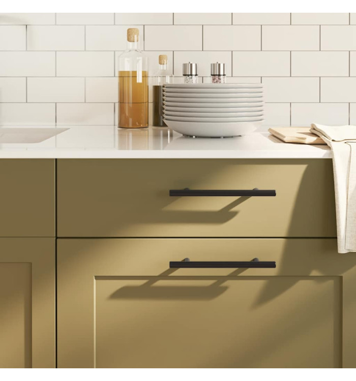 Poignées d'armoire 10 pcs noir 128 mm acier inoxydable | Mobilier & Déco