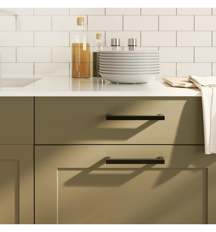 Poignées d'armoire 10 pcs noir 128 mm acier inoxydable | Mobilier & Déco