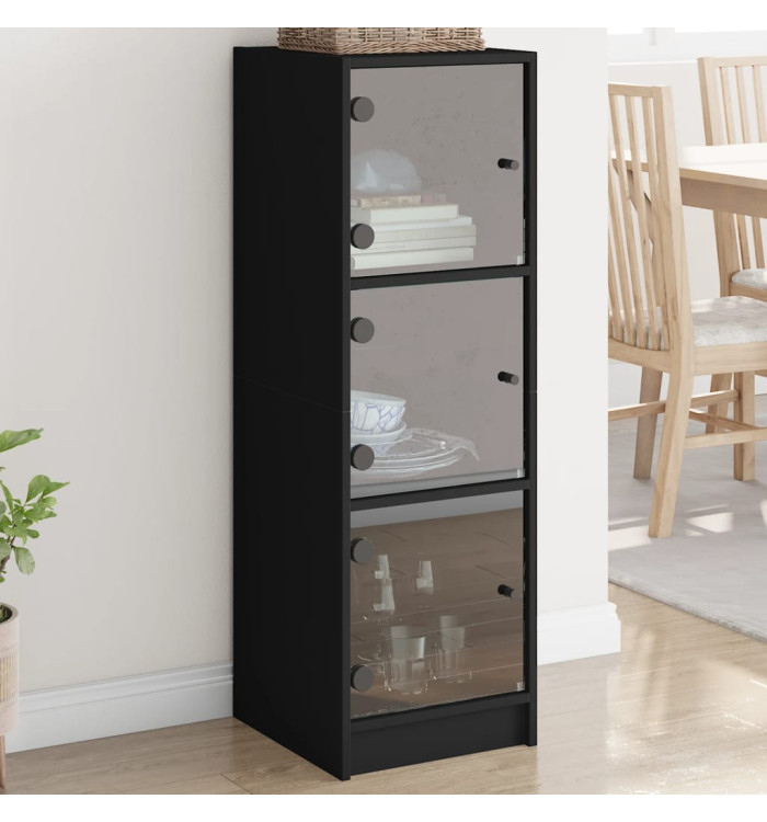 Buffet avec portes en verre noir 35x37x109 cm | Mobilier & Déco
