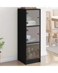Buffet avec portes en verre noir 35x37x109 cm | Mobilier & Déco