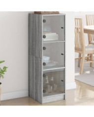 Buffet avec portes en verre sonoma gris 35x37x109 cm | Mobilier & Déco