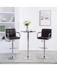 Tabourets de bar lot de 2 marron similicuir | Mobilier & Déco