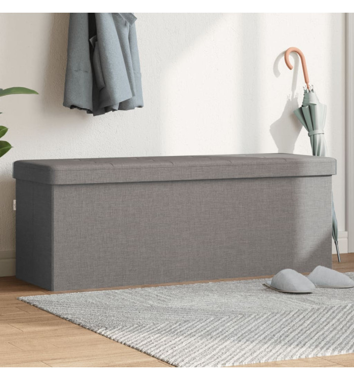 Banc de rangement pliable gris clair faux lin | Mobilier & Déco