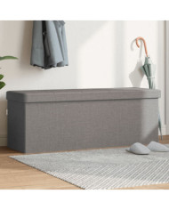Banc de rangement pliable gris clair faux lin | Mobilier & Déco