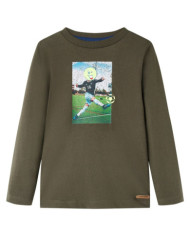 T-shirt enfants à manches longues kaki 128 | Mobilier & Déco