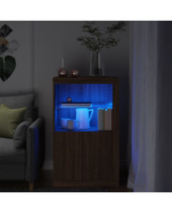 Armoire latérale avec lumières LED chêne marron bois ingénierie | Mobilier & Déco