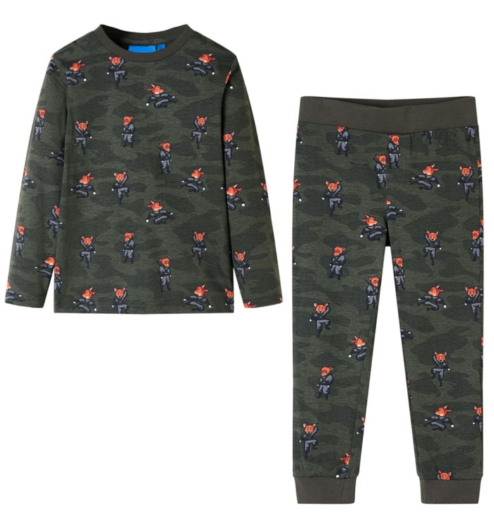 Pyjamas pour enfants à manches longues kaki 104 | Mobilier & Déco