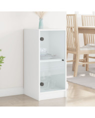 Armoire latérale avec portes en verre blanc 35x37x75,5 cm | Mobilier & Déco