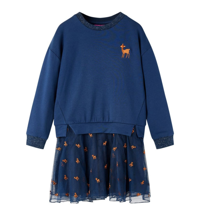 Robe pour enfants à manches longues bleu marine 128 | Mobilier & Déco