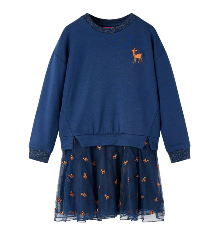 Robe pour enfants à manches longues bleu marine 104 | Mobilier & Déco