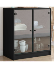 Armoire latérale avec portes en verre noir 68x37x75,5 cm | Mobilier & Déco