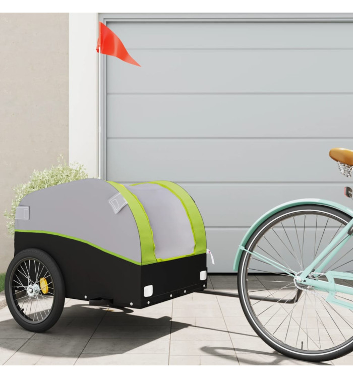 Remorque de vélo noir et vert 45 kg fer | Mobilier & Déco