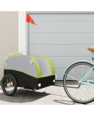 Remorque de vélo noir et vert 45 kg fer | Mobilier & Déco