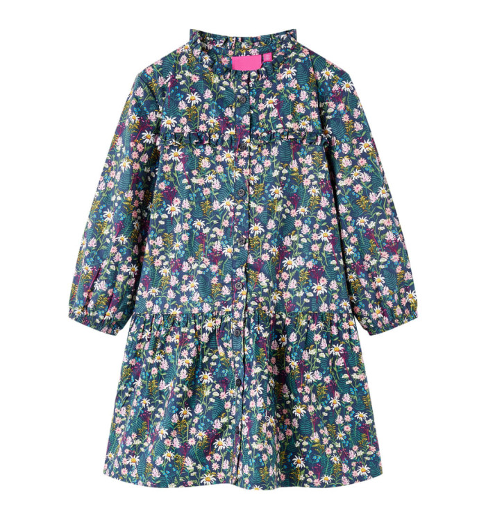 Robe pour enfants à manches longues bleu foncé 128 | Mobilier & Déco
