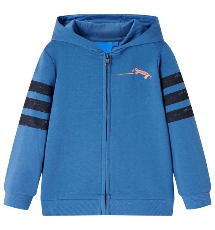 Sweatshirt à capuche fermeture éclair enfants bleu 128 | Mobilier & Déco