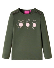 T-shirt enfants à manches longues kaki 140 | Mobilier & Déco