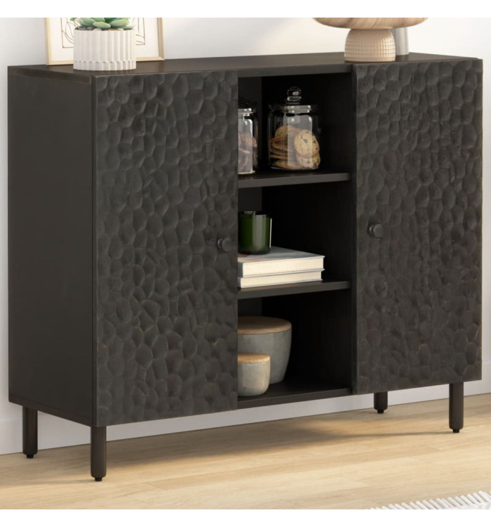Armoire latérale noir 90x33x75 cm bois massif de manguier | Mobilier & Déco