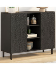 Armoire latérale noir 90x33x75 cm bois massif de manguier | Mobilier & Déco