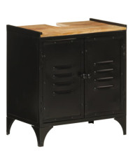 Armoire de lavabo de salle de bain fer et bois de manguier | Mobilier & Déco