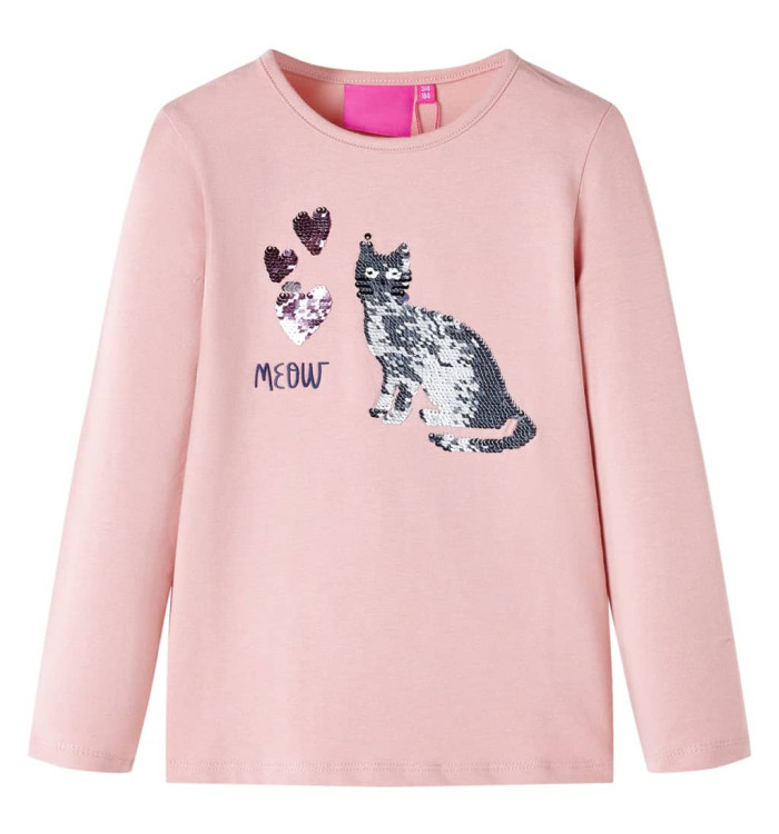 T-shirt enfants à manches longues rose clair 92 | Mobilier & Déco