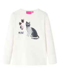 T-shirt pour enfants à manches longues écru 128 | Mobilier & Déco