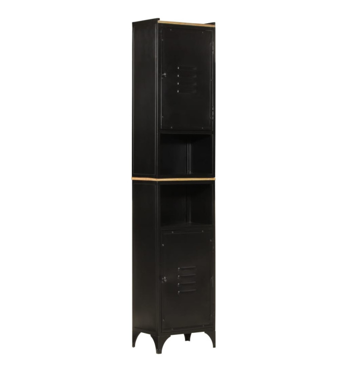 Armoire de salle de bain 40x27x180 cm fer et bois de manguier | Mobilier & Déco