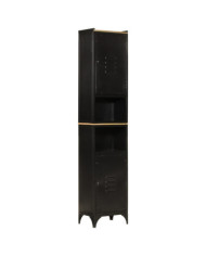 Armoire de salle de bain 40x27x180 cm fer et bois de manguier | Mobilier & Déco