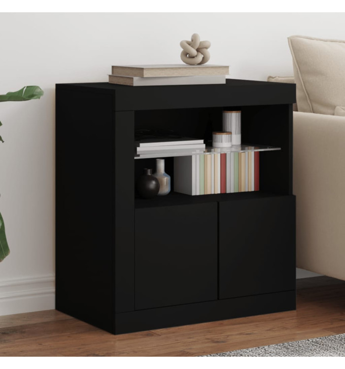 Buffet avec lumières LED noir 60,5x37x67 cm | Mobilier & Déco