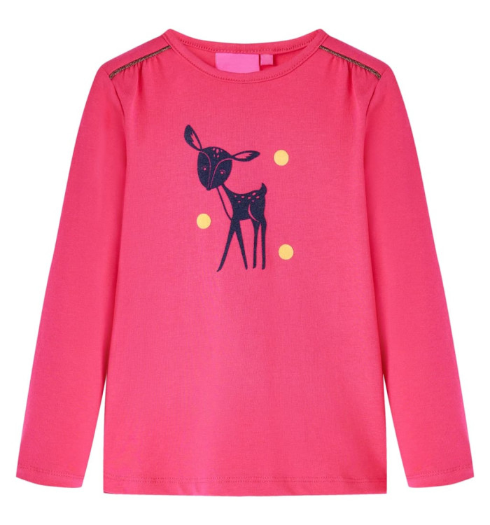T-shirt enfants à manches longues rose vif 104 | Mobilier & Déco