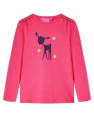 T-shirt enfants à manches longues rose vif 104 | Mobilier & Déco