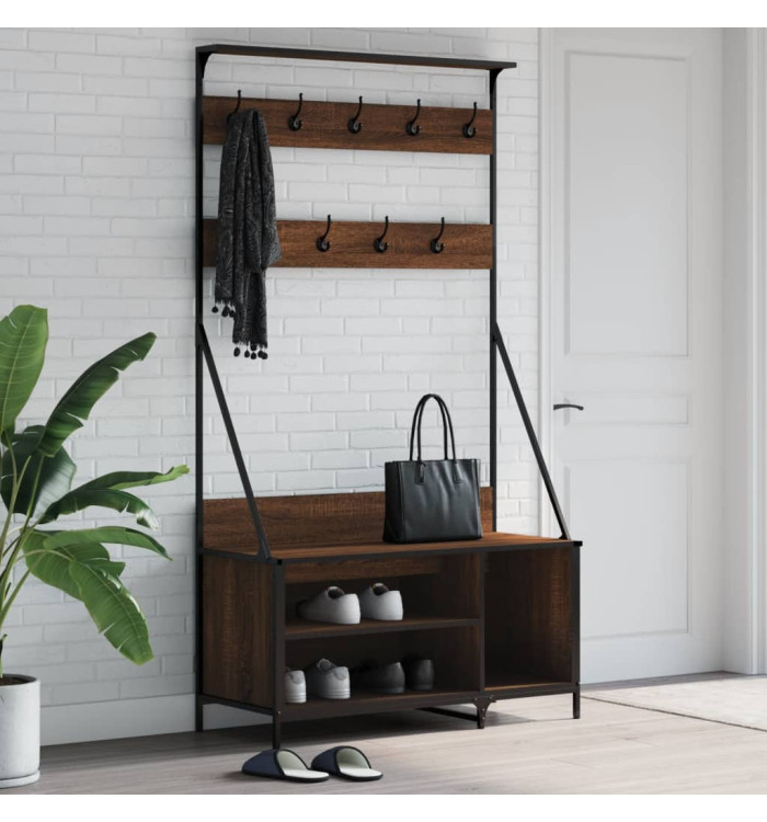Porte-vêtements et rangement des chaussures chêne marron | Mobilier & Déco