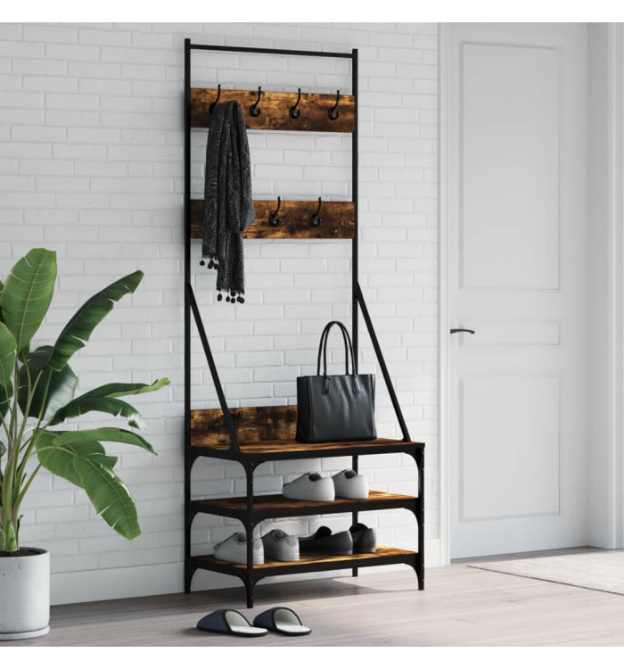 Porte-vêtements et rangement des chaussures chêne fumé | Mobilier & Déco