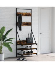 Porte-vêtements et rangement des chaussures chêne fumé | Mobilier & Déco