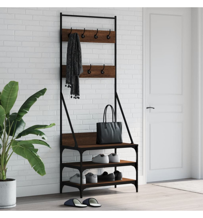 Porte-vêtements et rangement des chaussures chêne marron | Mobilier & Déco