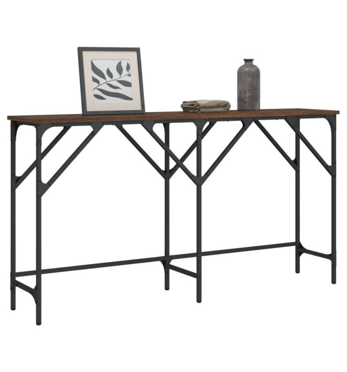 Table console chêne marron 140x29x75 cm bois d'ingénierie | Mobilier & Déco