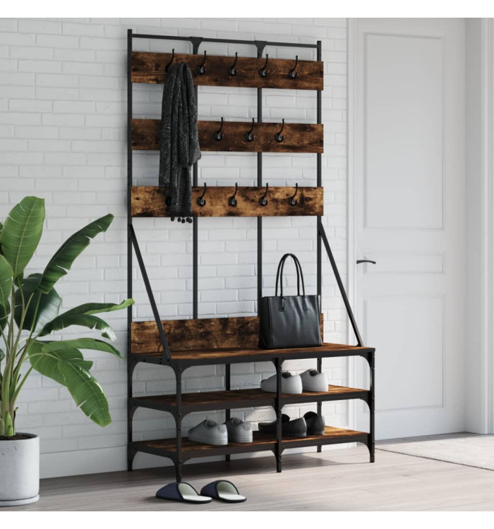 Porte-vêtements et rangement des chaussures chêne fumé | Mobilier & Déco