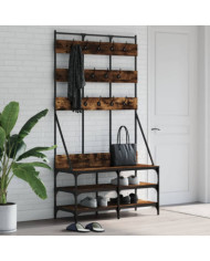Porte-vêtements et rangement des chaussures chêne fumé | Mobilier & Déco