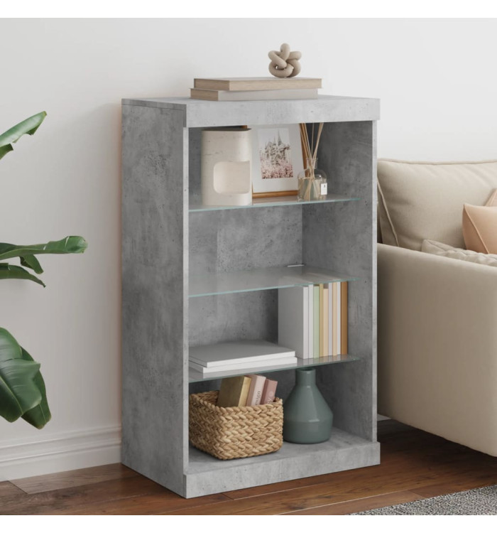 Buffet avec lumières LED gris béton 60,5x37x100 cm | Mobilier & Déco