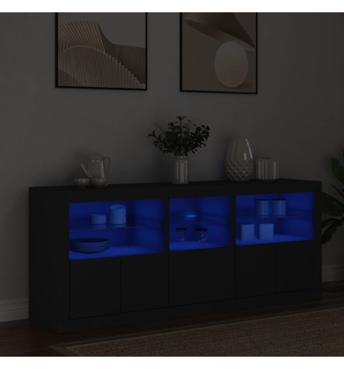 Buffet avec lumières LED noir 162x37x67 cm | Mobilier & Déco