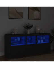 Buffet avec lumières LED noir 162x37x67 cm | Mobilier & Déco