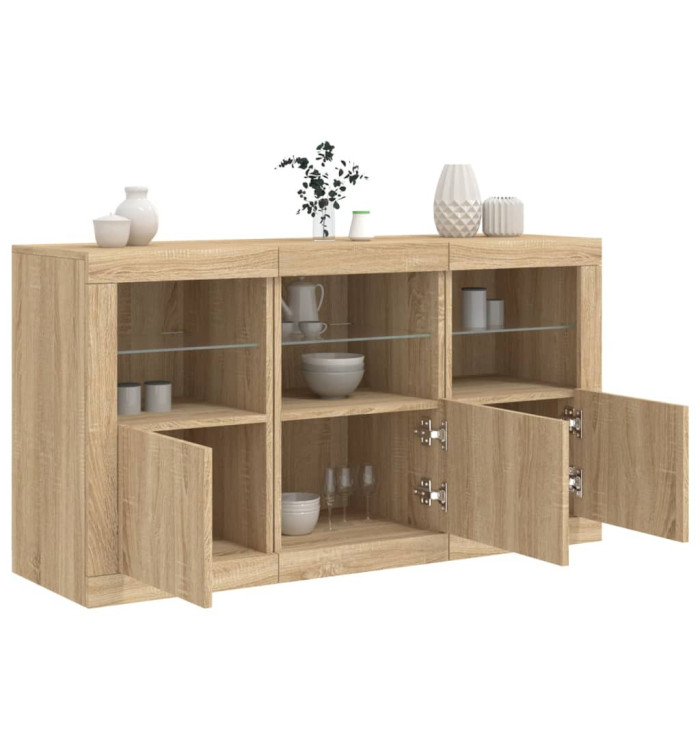 Buffet avec lumières LED chêne sonoma 123x37x67 cm | Mobilier & Déco