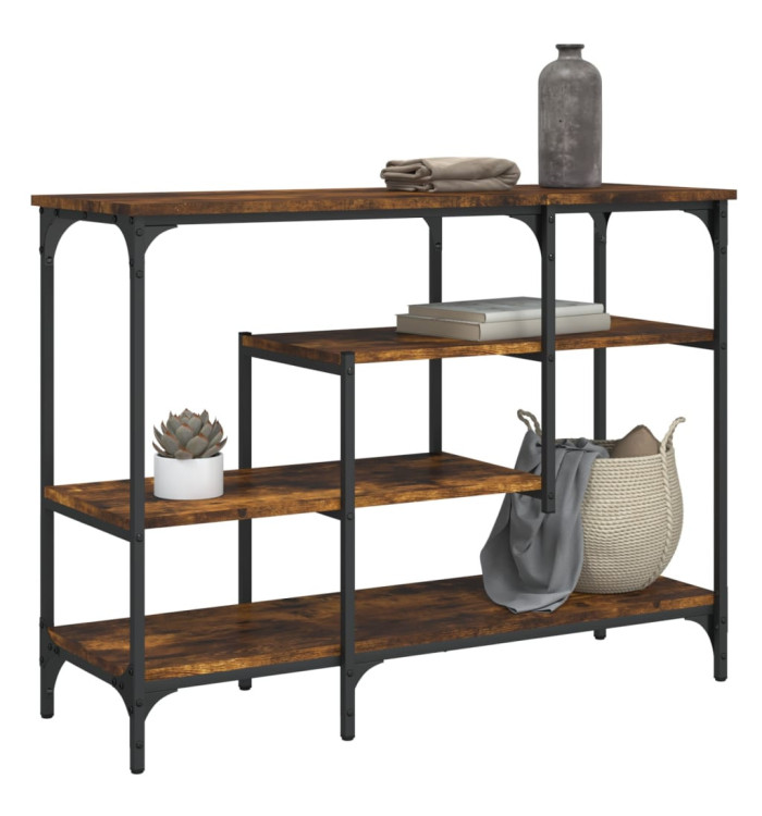 Table console avec étagères chêne fumé 100x35x75 cm | Mobilier & Déco