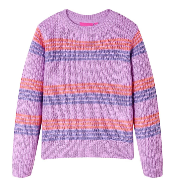 Pull-over rayé tricoté pour enfants lilas et rose 116 | Mobilier & Déco