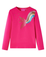 T-shirt enfants à manches longues rose vif 140 | Mobilier & Déco