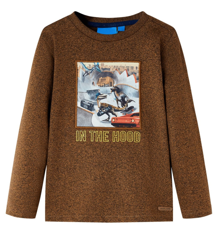 T-shirt enfant à manches longues mélange cognac 140 | Mobilier & Déco